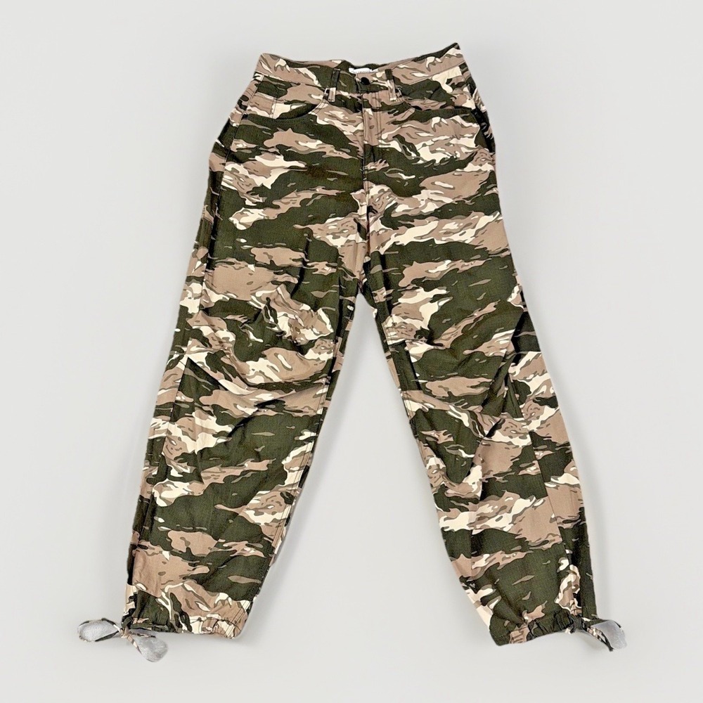Good American Pants Womens 4/27 Brown Green Camo‎ Parachute Cargo Joggers